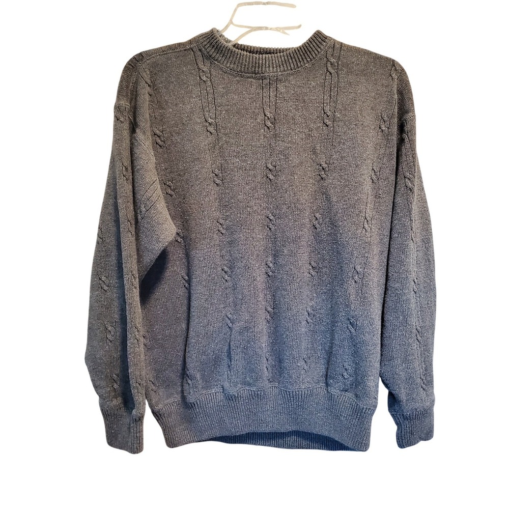 Ivy Crew Mens Grey Textured Knit Crew Neck Sweater Size M Ramie Cotton Blend